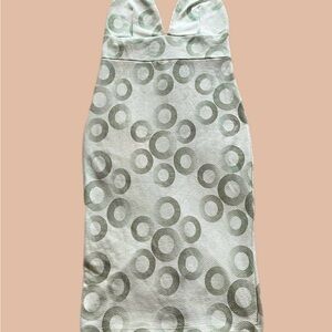 Green Circle Pattern Halter Dress